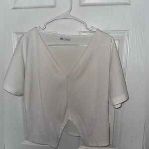 Zara White Textured Top